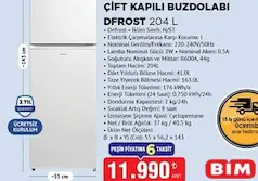 KUMTEL ÇİFT KAPILI BUZDOLABI DFROST 204 L